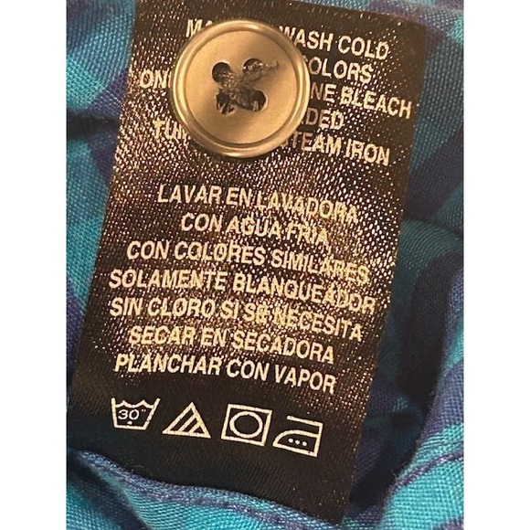 London Fog Mens Gingham Check Slim Fit Short Sleeve Button Down Shirt - Size XL - Picture 7 of 10